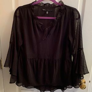 Sheer Flutter bell sleeve blouse